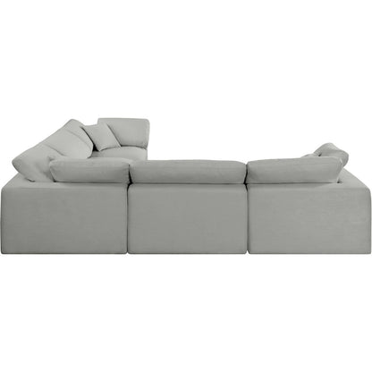 Comfy Grey Linen Textured Fabric Modular Sectional