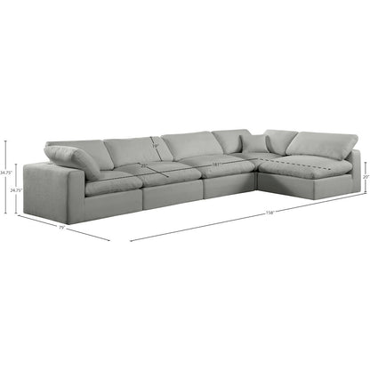 Comfy Grey Linen Textured Fabric Modular Sectional