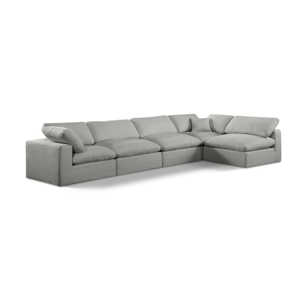 Comfy Grey Linen Textured Fabric Modular Sectional