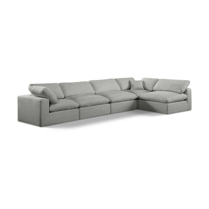 Comfy Grey Linen Textured Fabric Modular Sectional