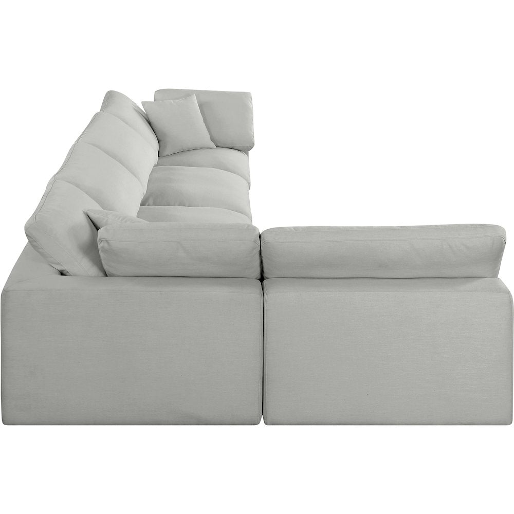 Comfy Grey Linen Textured Fabric Modular Sectional