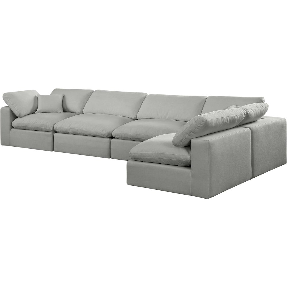 Comfy Grey Linen Textured Fabric Modular Sectional