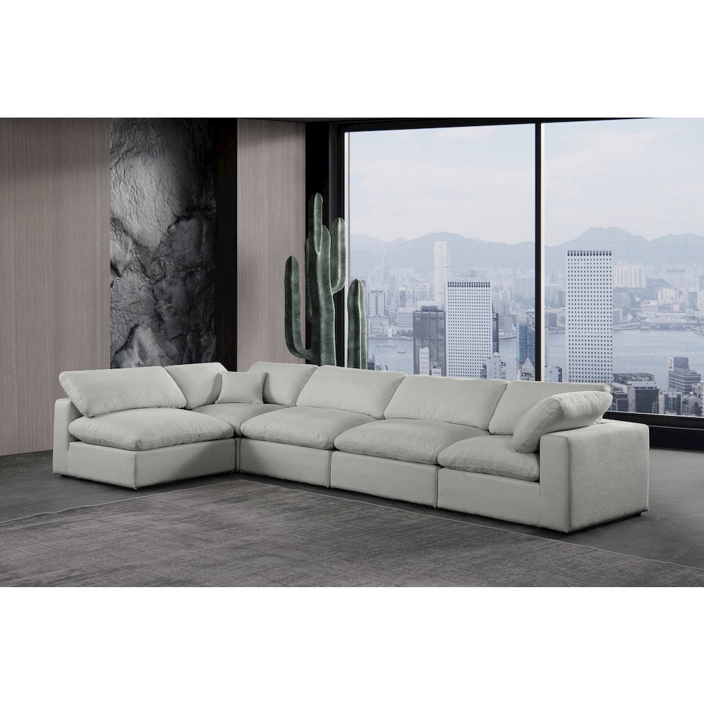 Comfy Grey Linen Textured Fabric Modular Sectional