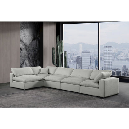 Comfy Grey Linen Textured Fabric Modular Sectional