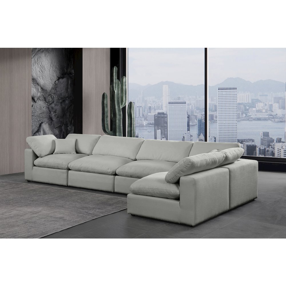 Comfy Grey Linen Textured Fabric Modular Sectional