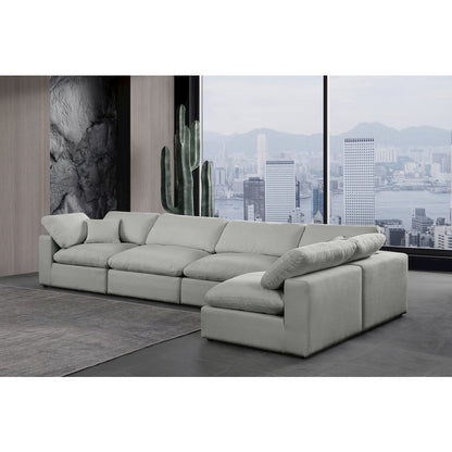Comfy Grey Linen Textured Fabric Modular Sectional