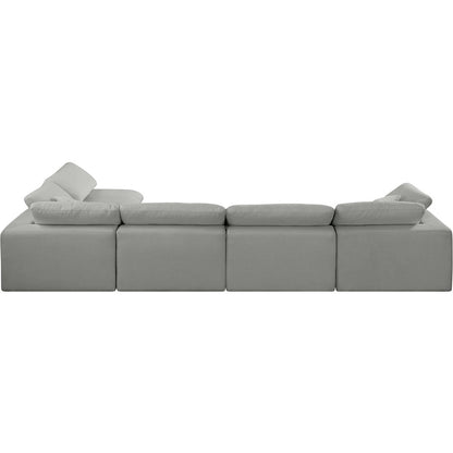 Comfy Grey Linen Textured Fabric Modular Sectional