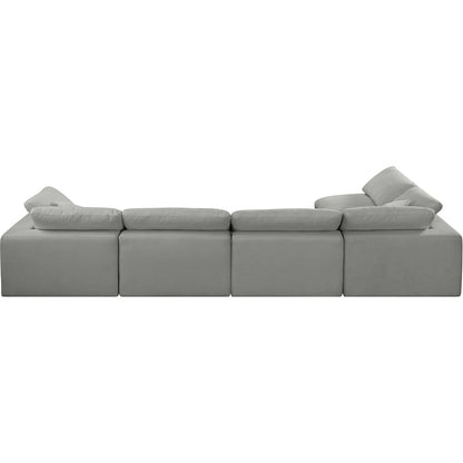 Comfy Grey Linen Textured Fabric Modular Sectional
