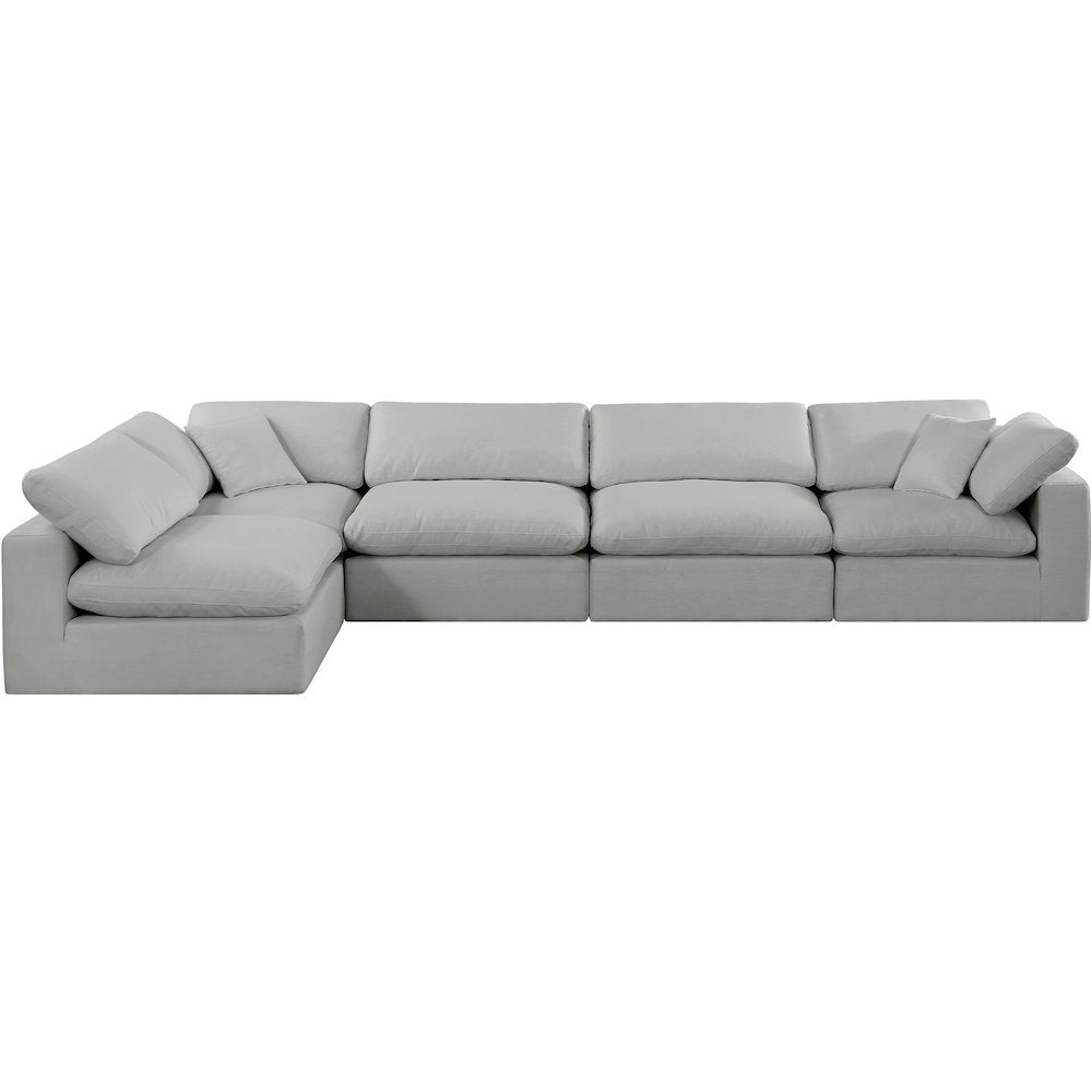 Comfy Grey Linen Textured Fabric Modular Sectional