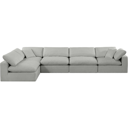 Comfy Grey Linen Textured Fabric Modular Sectional