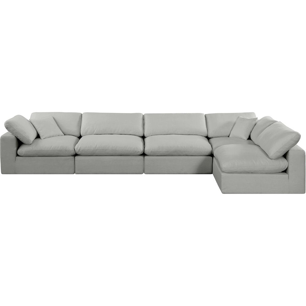 Comfy Grey Linen Textured Fabric Modular Sectional