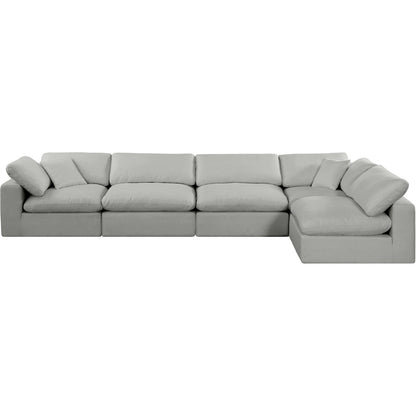 Comfy Grey Linen Textured Fabric Modular Sectional
