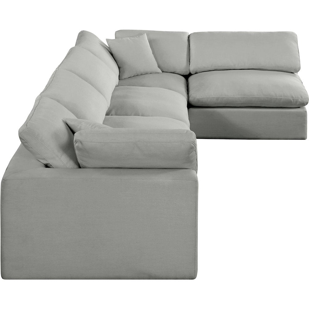 Comfy Grey Linen Textured Fabric Modular Sectional