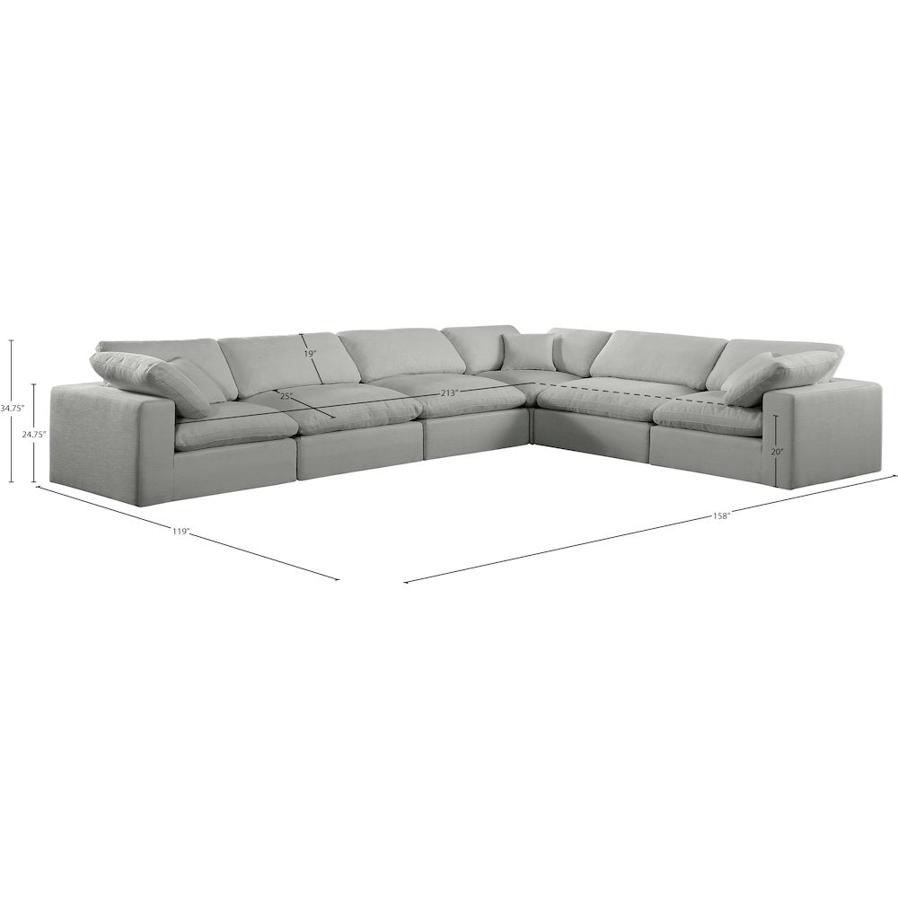 Comfy Grey Linen Textured Fabric Modular Sectional