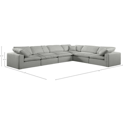 Comfy Grey Linen Textured Fabric Modular Sectional