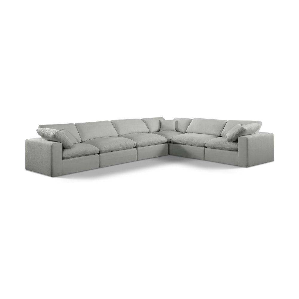 Comfy Grey Linen Textured Fabric Modular Sectional