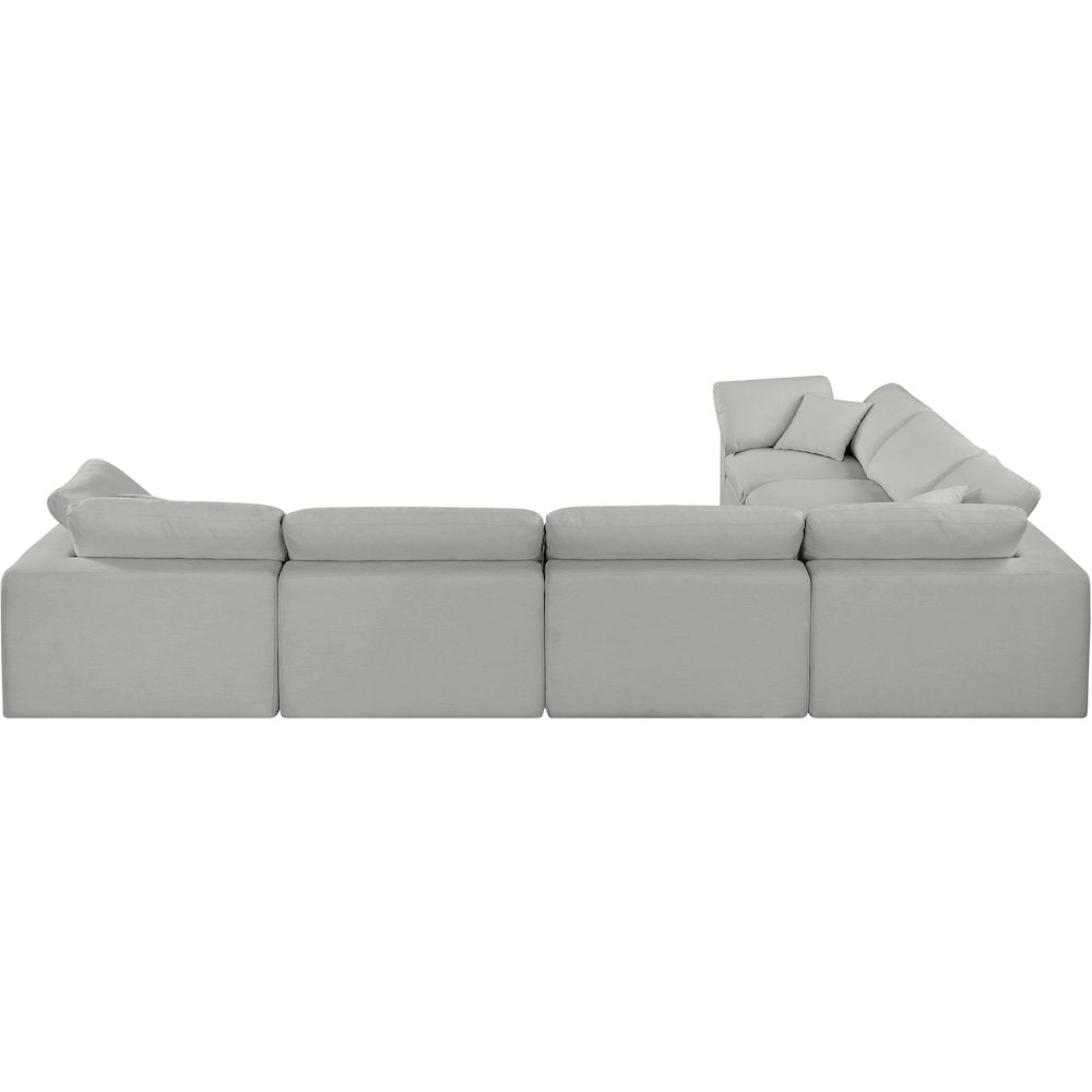 Comfy Grey Linen Textured Fabric Modular Sectional