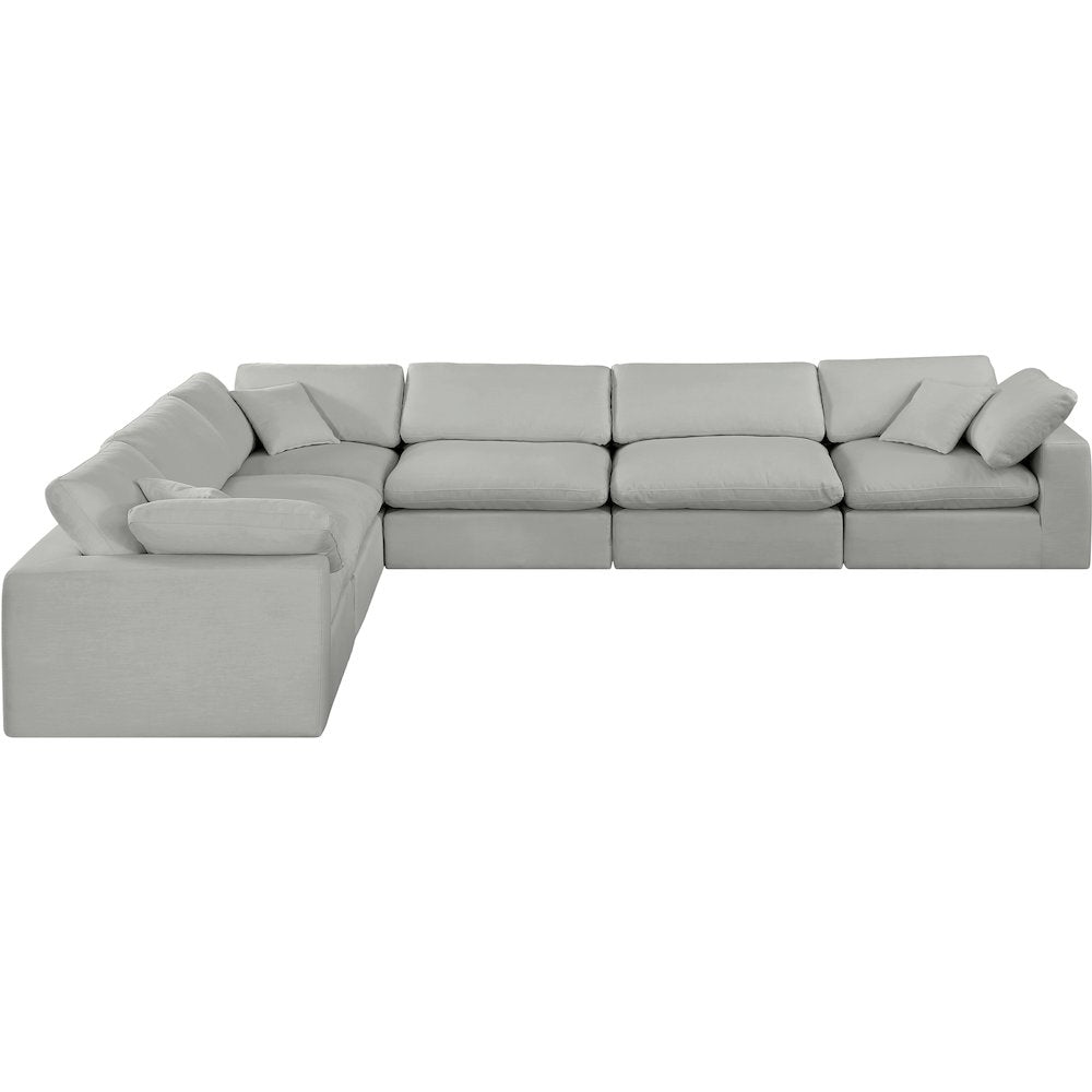 Comfy Grey Linen Textured Fabric Modular Sectional