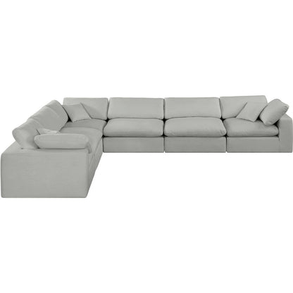 Comfy Grey Linen Textured Fabric Modular Sectional