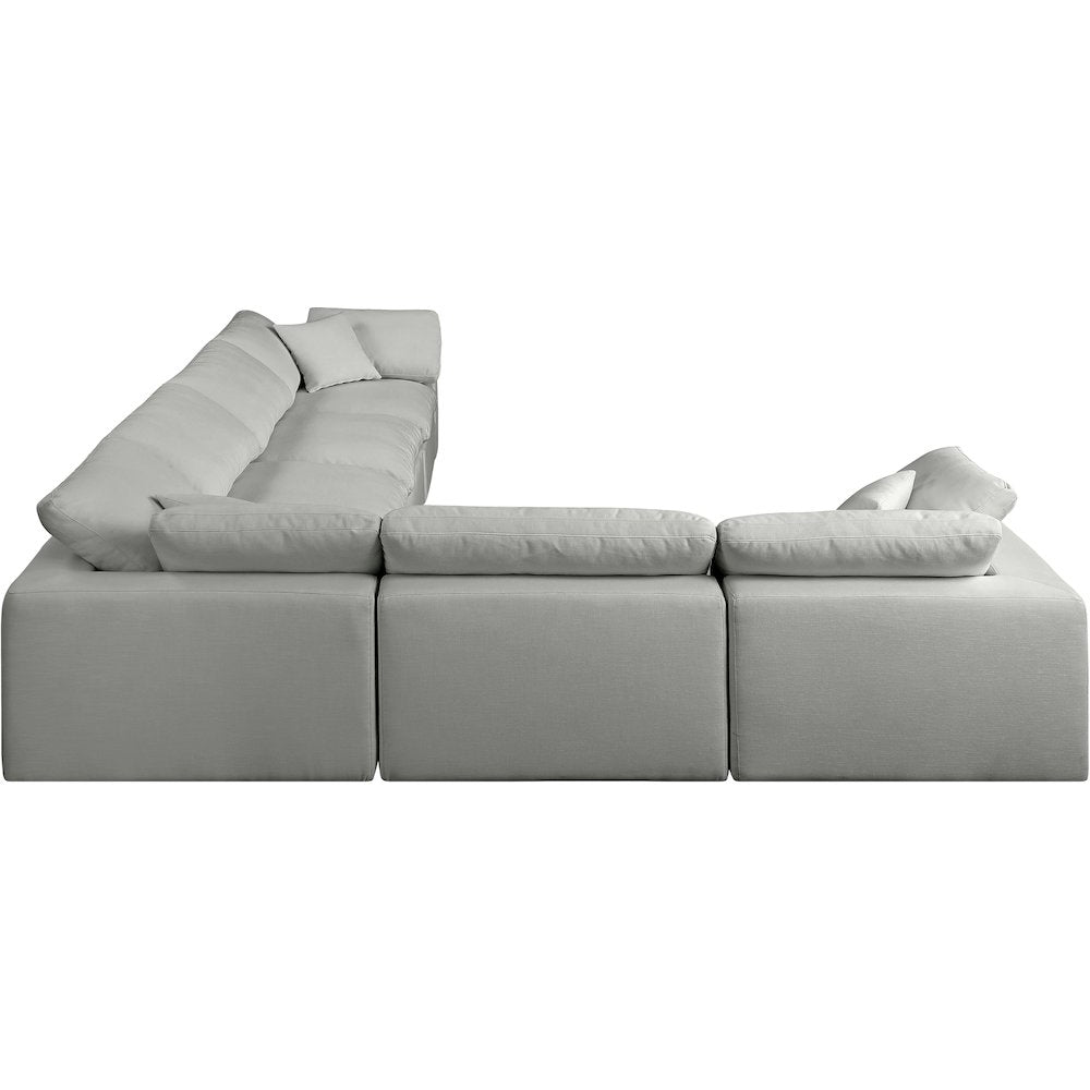 Comfy Grey Linen Textured Fabric Modular Sectional
