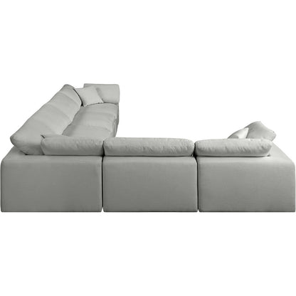 Comfy Grey Linen Textured Fabric Modular Sectional