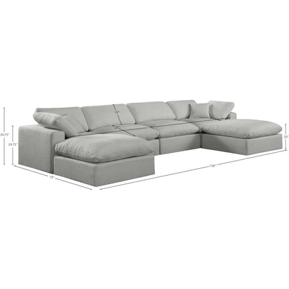 Comfy Grey Linen Textured Fabric Modular Sectional