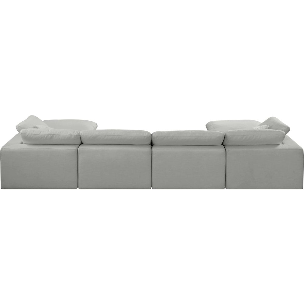 Comfy Grey Linen Textured Fabric Modular Sectional