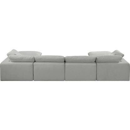 Comfy Grey Linen Textured Fabric Modular Sectional