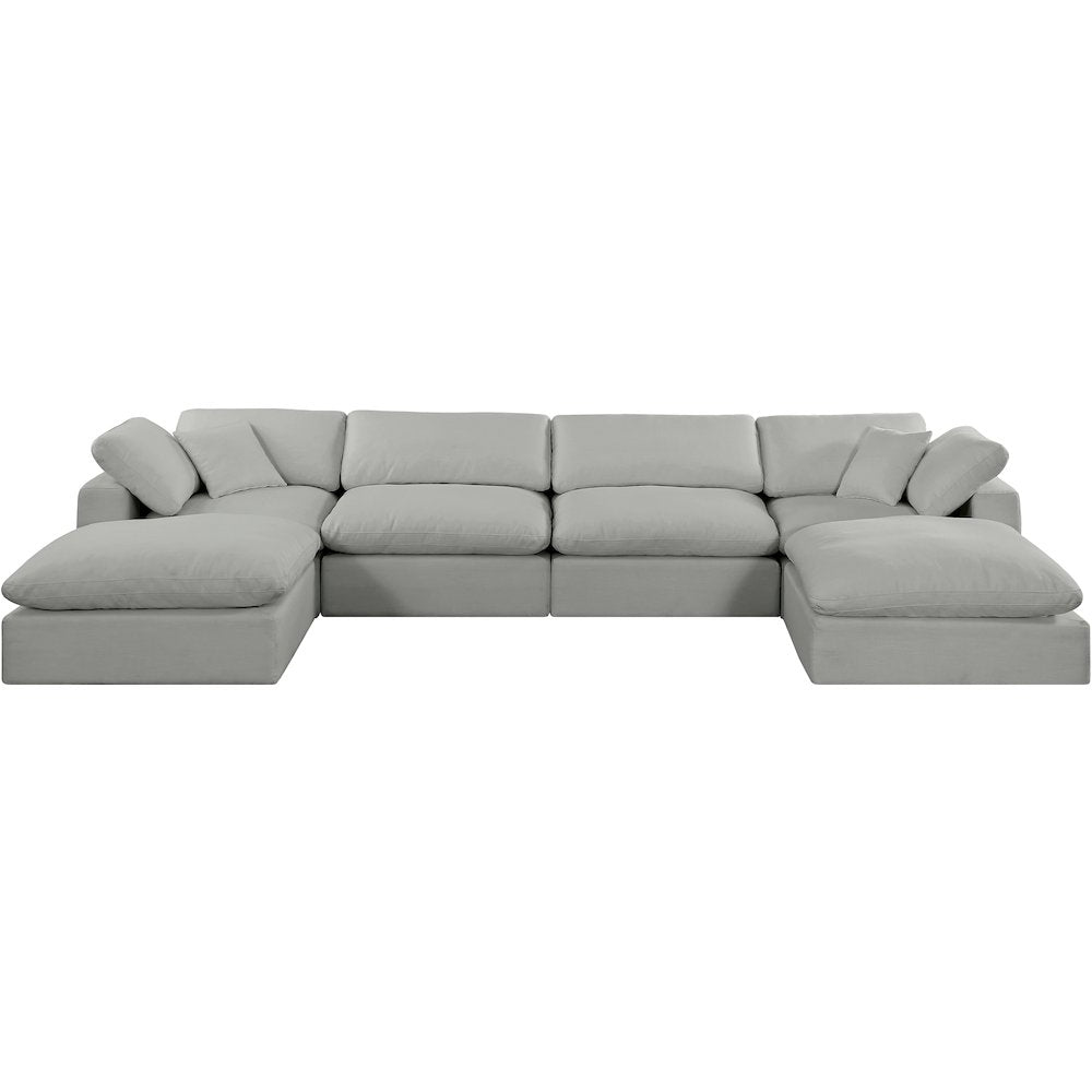 Comfy Grey Linen Textured Fabric Modular Sectional