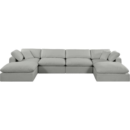 Comfy Grey Linen Textured Fabric Modular Sectional