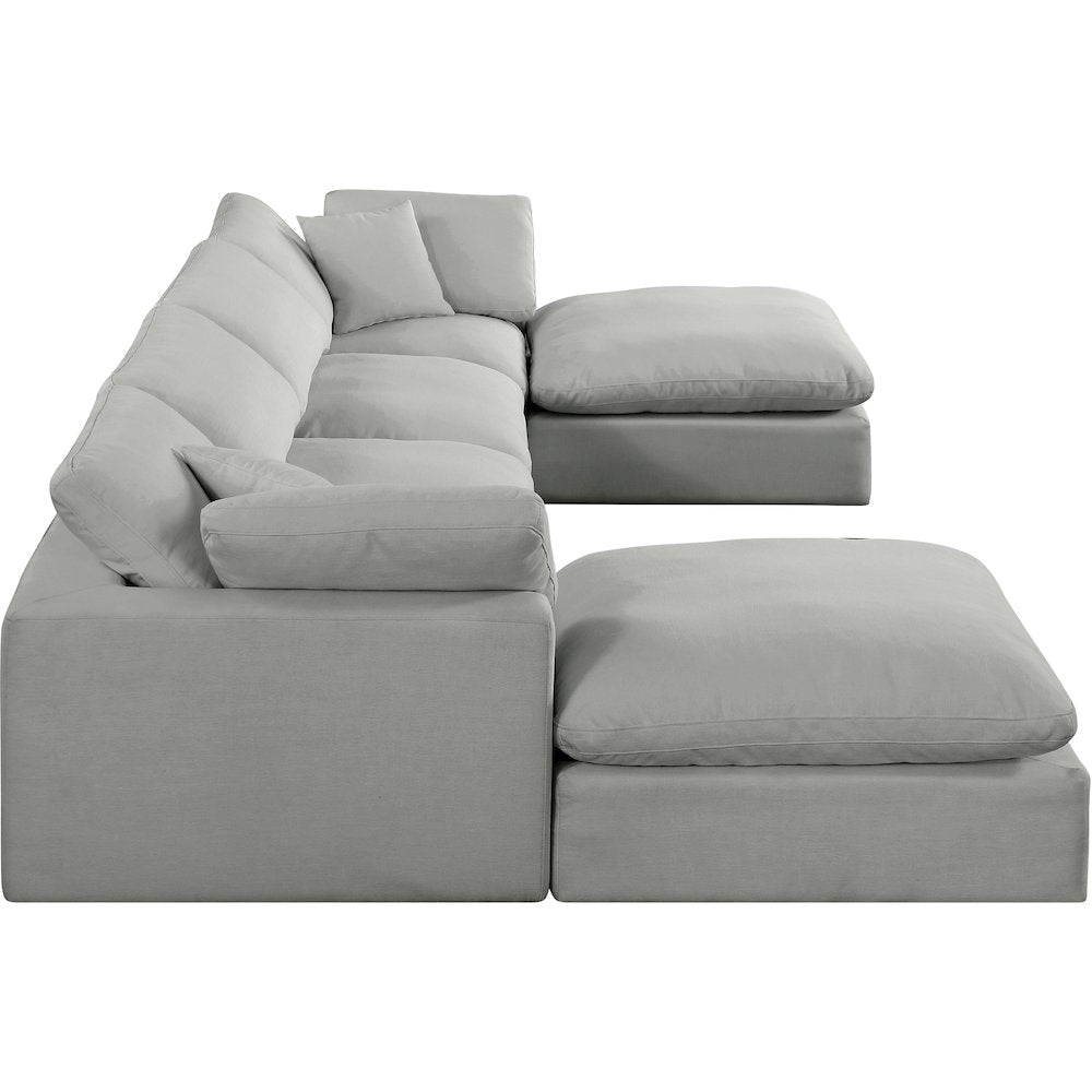 Comfy Grey Linen Textured Fabric Modular Sectional
