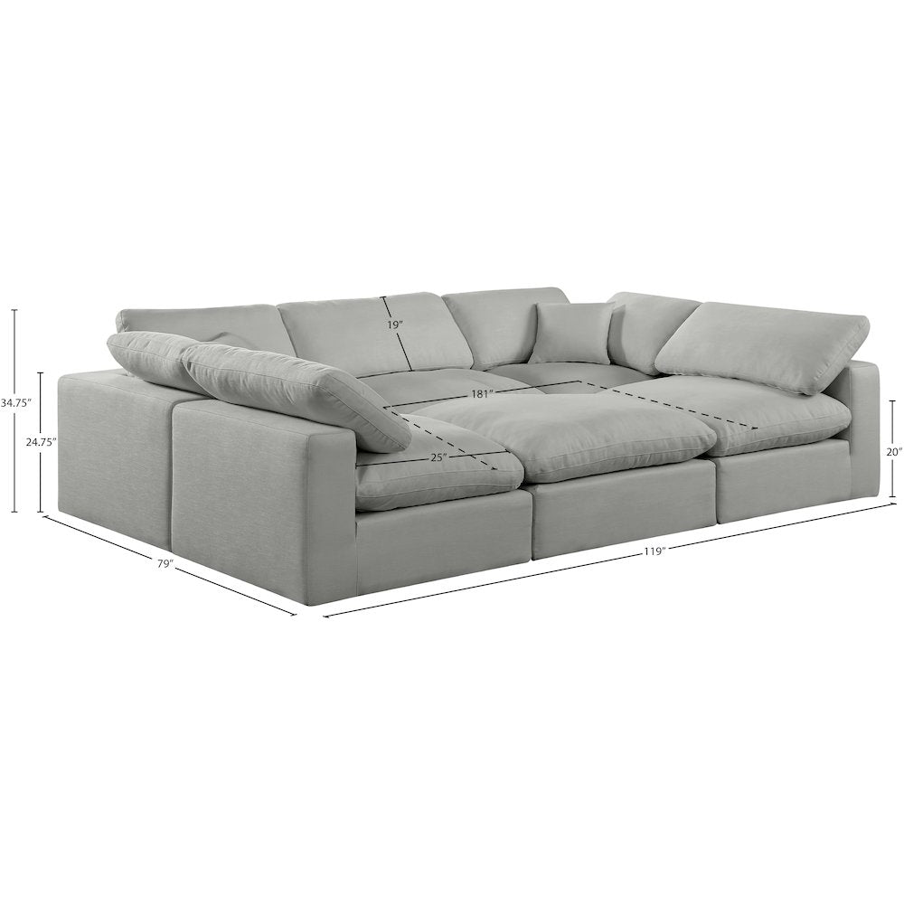 Comfy Grey Linen Textured Fabric Modular Sectional