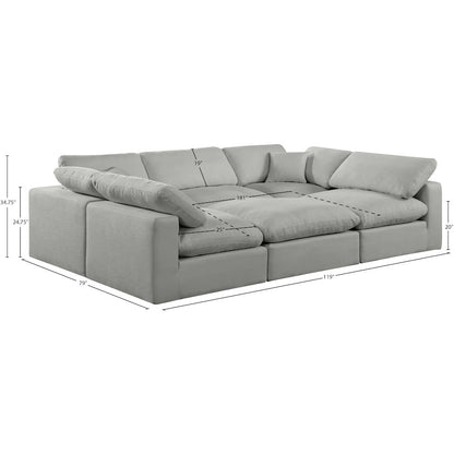 Comfy Grey Linen Textured Fabric Modular Sectional