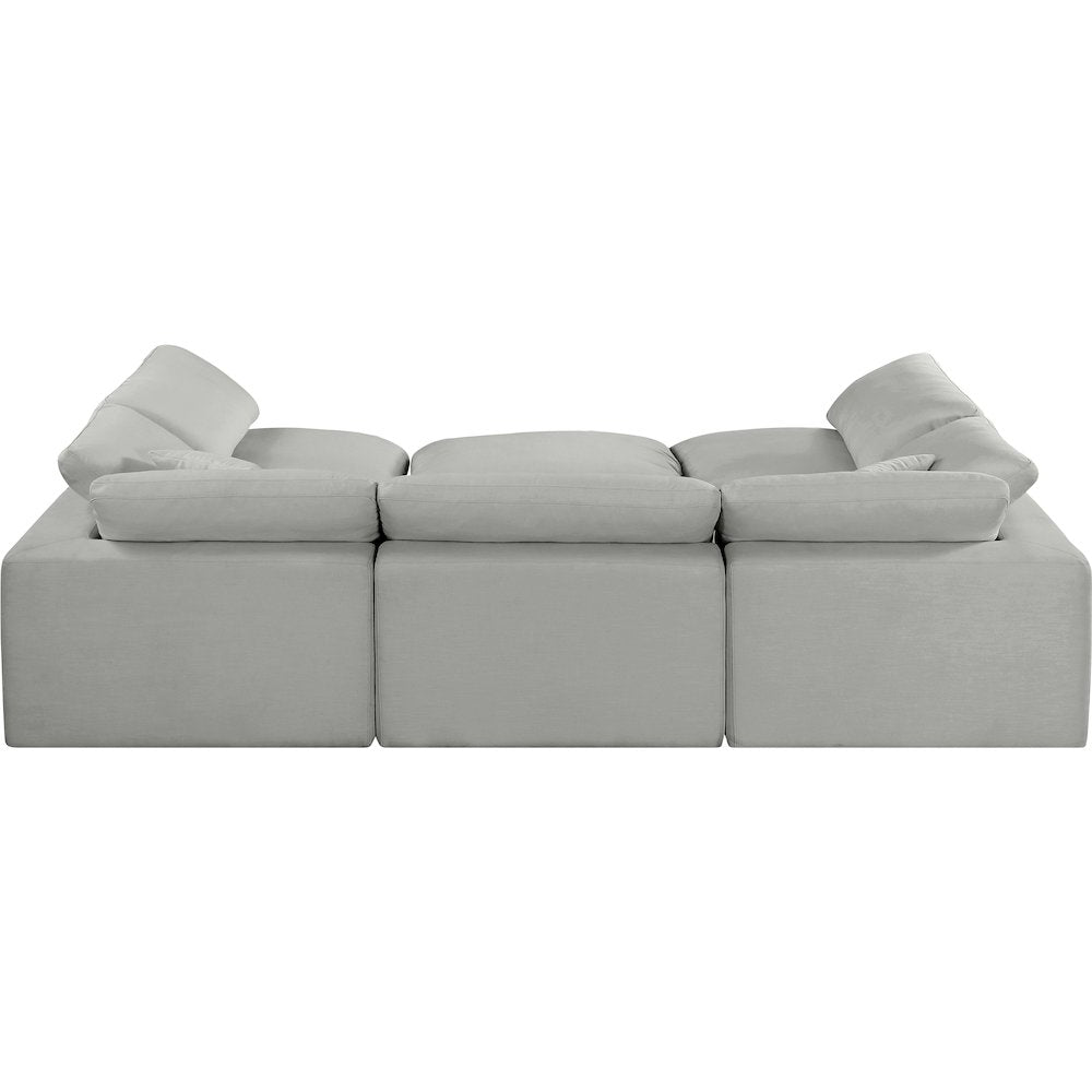 Comfy Grey Linen Textured Fabric Modular Sectional