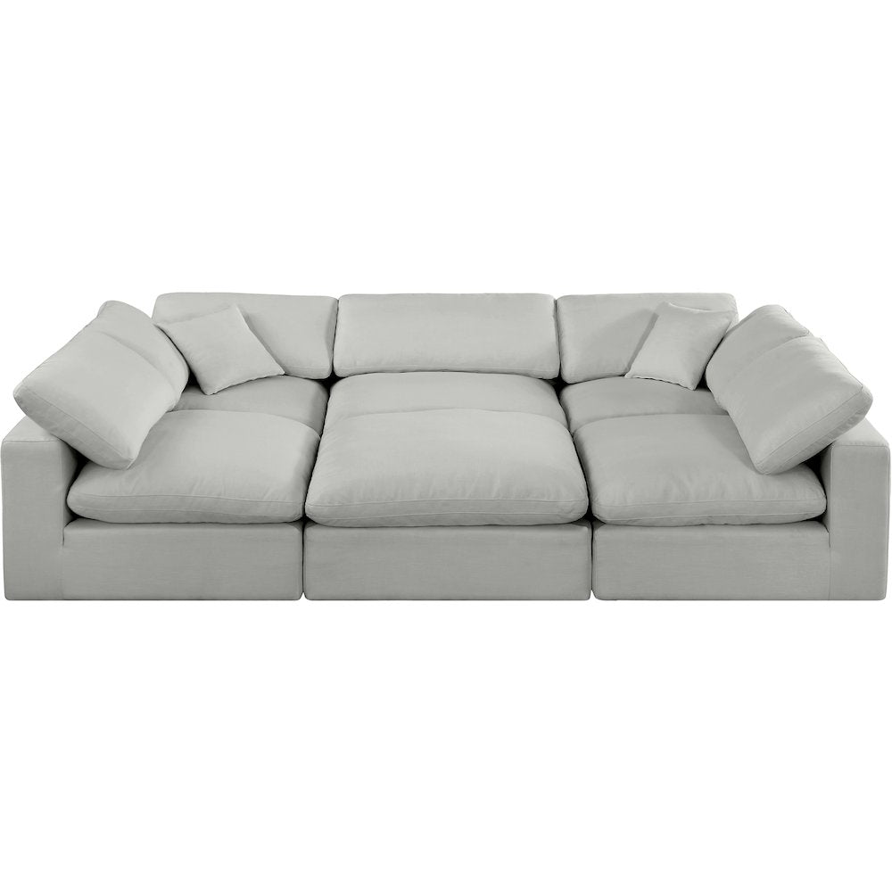 Comfy Grey Linen Textured Fabric Modular Sectional