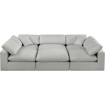 Comfy Grey Linen Textured Fabric Modular Sectional