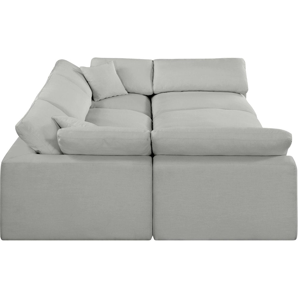 Comfy Grey Linen Textured Fabric Modular Sectional