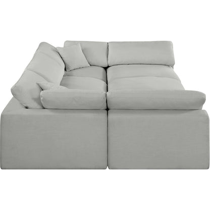 Comfy Grey Linen Textured Fabric Modular Sectional
