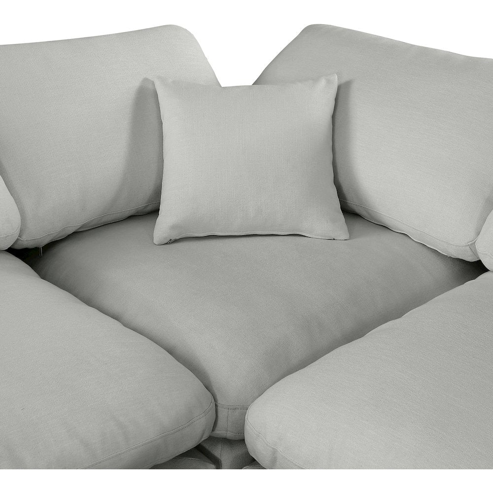 Comfy Grey Linen Textured Fabric Modular Sectional
