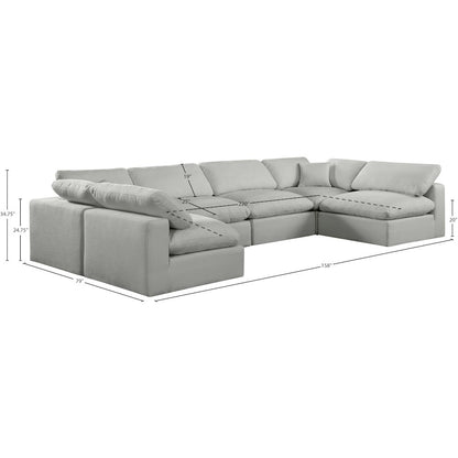 Comfy Grey Linen Textured Fabric Modular Sectional