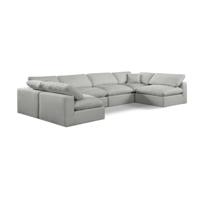 Comfy Grey Linen Textured Fabric Modular Sectional