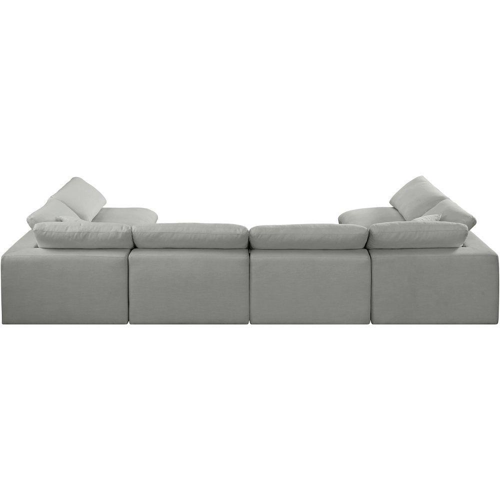 Comfy Grey Linen Textured Fabric Modular Sectional
