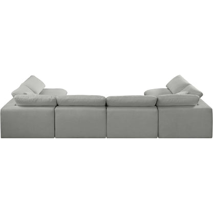 Comfy Grey Linen Textured Fabric Modular Sectional