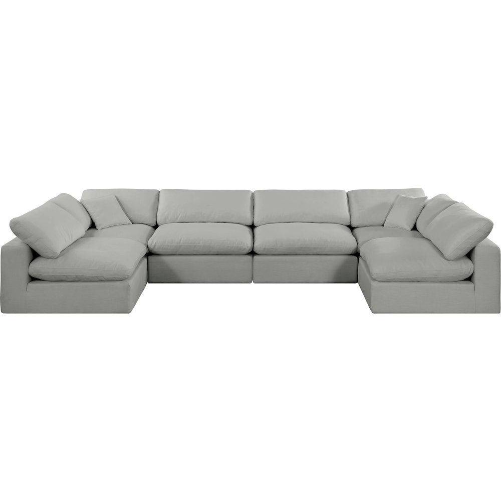 Comfy Grey Linen Textured Fabric Modular Sectional