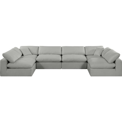 Comfy Grey Linen Textured Fabric Modular Sectional