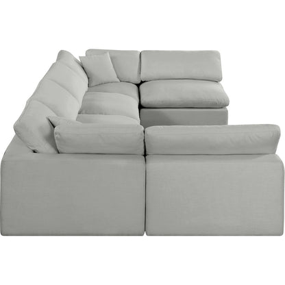 Comfy Grey Linen Textured Fabric Modular Sectional