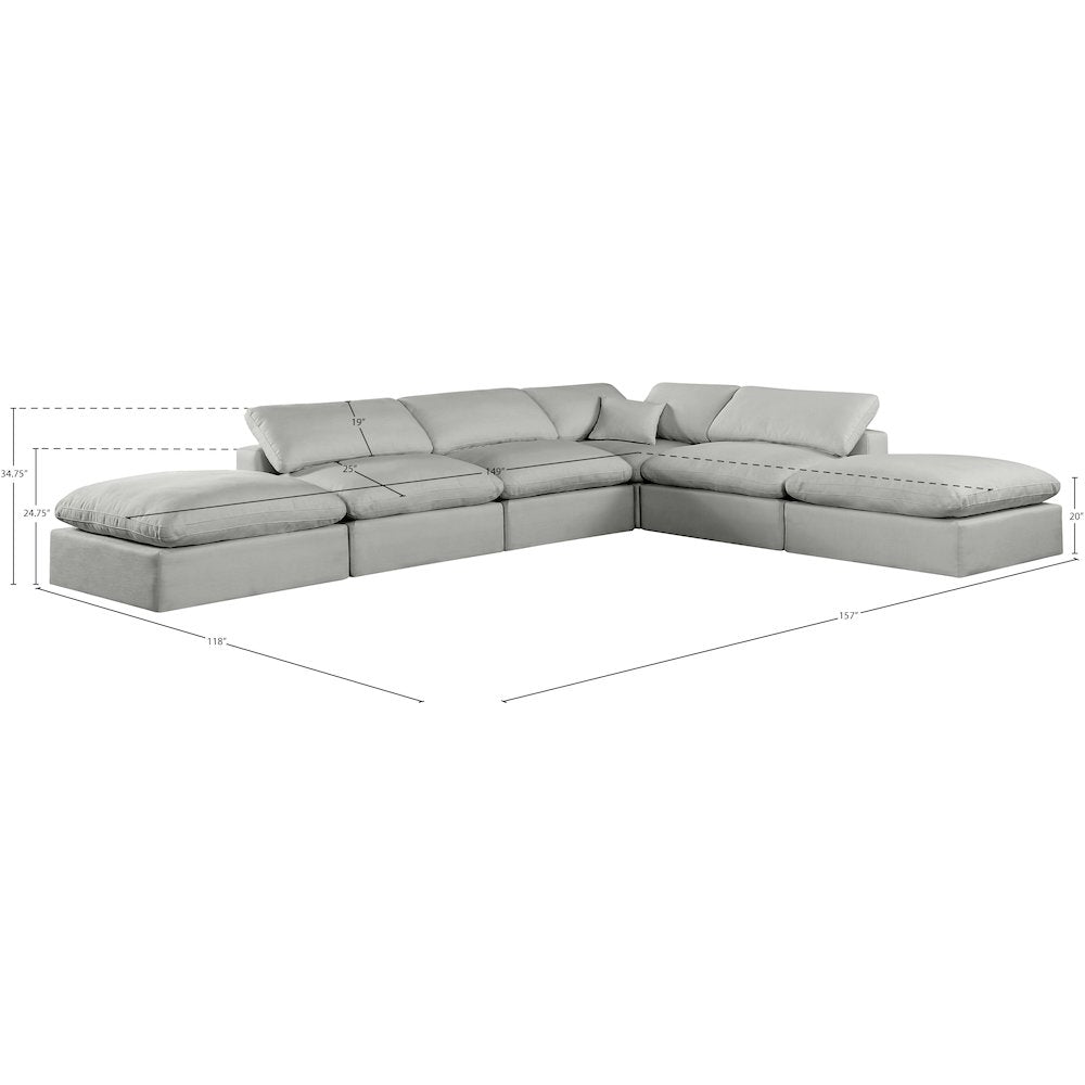 Comfy Grey Linen Textured Fabric Modular Sectional