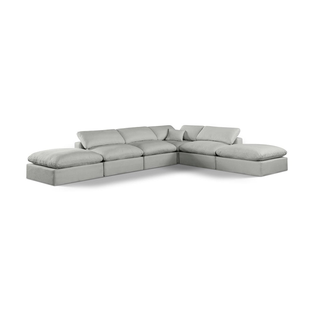 Comfy Grey Linen Textured Fabric Modular Sectional