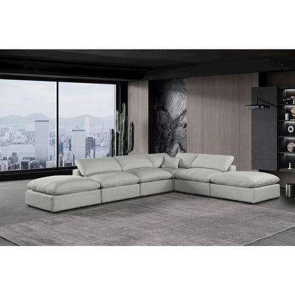 Comfy Grey Linen Textured Fabric Modular Sectional