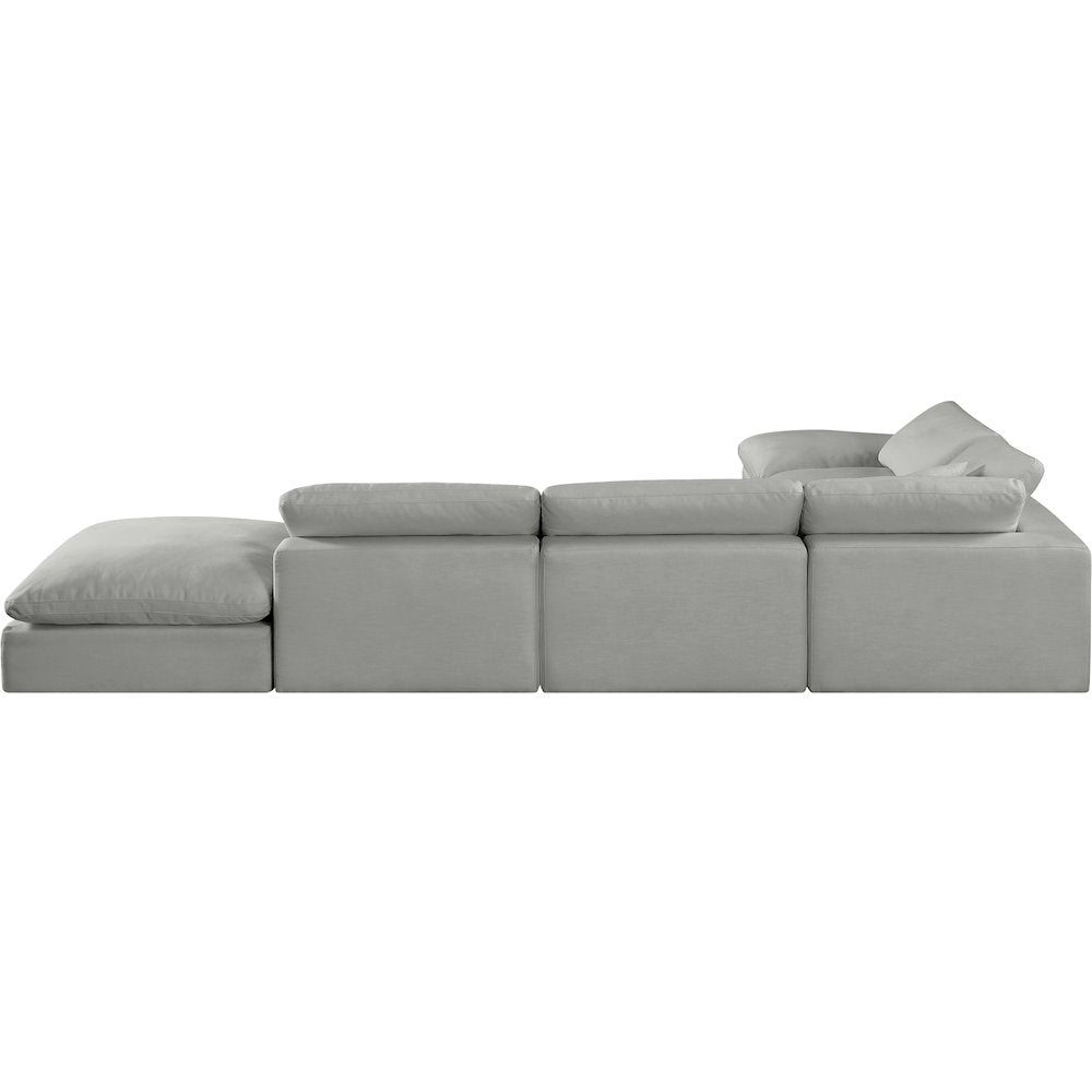 Comfy Grey Linen Textured Fabric Modular Sectional